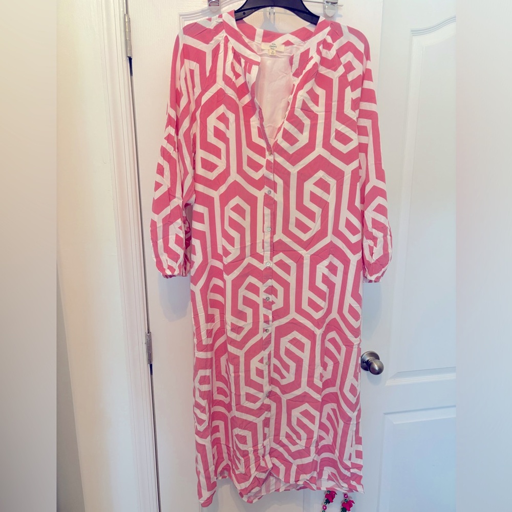Entro M pink geometric midi dress
